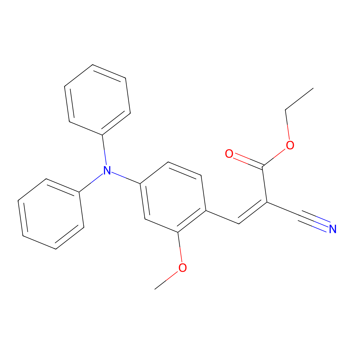 ethyl 2-cyano-3-[2-methoxy-4-(N-phenylanilino)phenyl]prop-2-enoate molecular structure, CAS 1807896-04-3