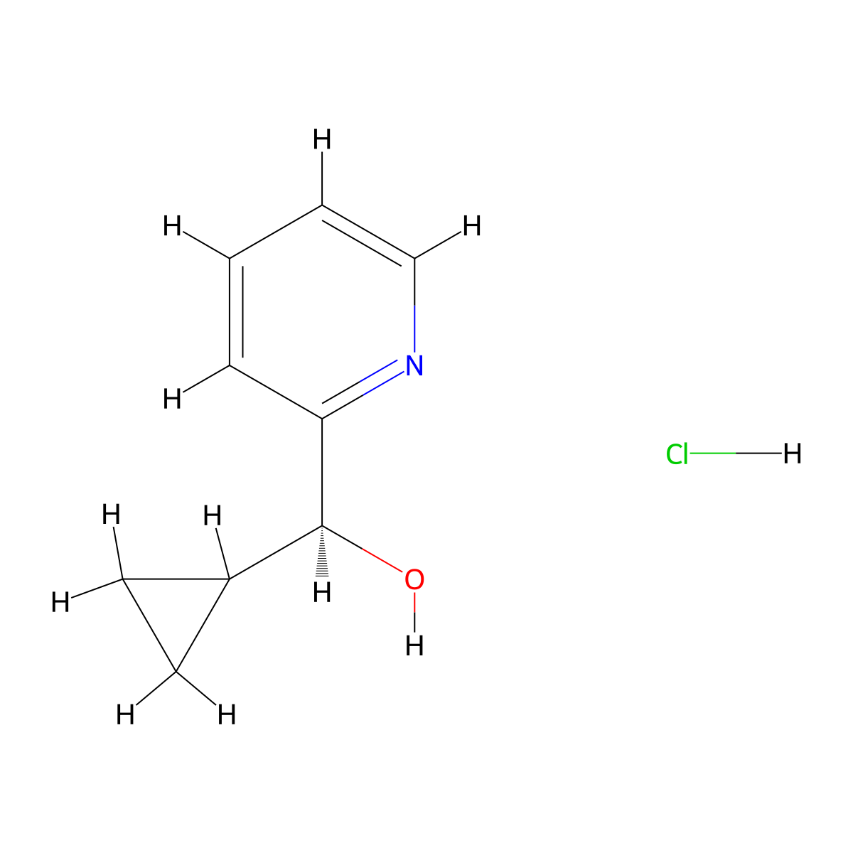 (S)-cyclopropyl(pyridin-2-yl)methanol hydrochloride molecular structure, CAS 1807896-05-4