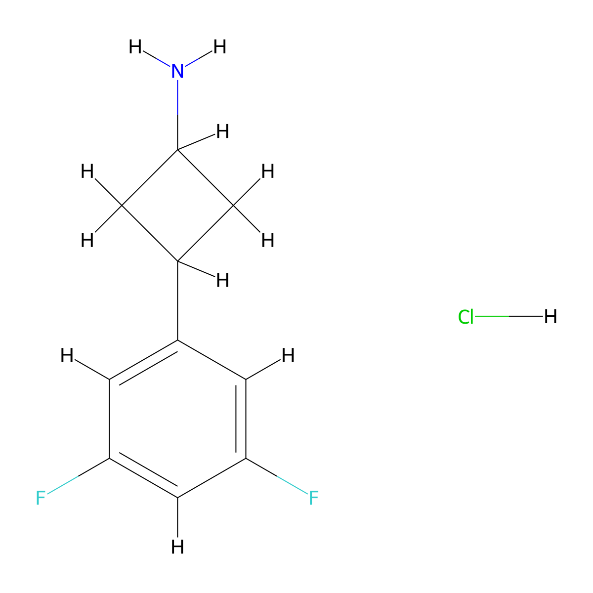 3-(3,5-Difluorophenyl)cyclobutan-1-amine hydrochloride molecular structure, CAS 1807896-13-4