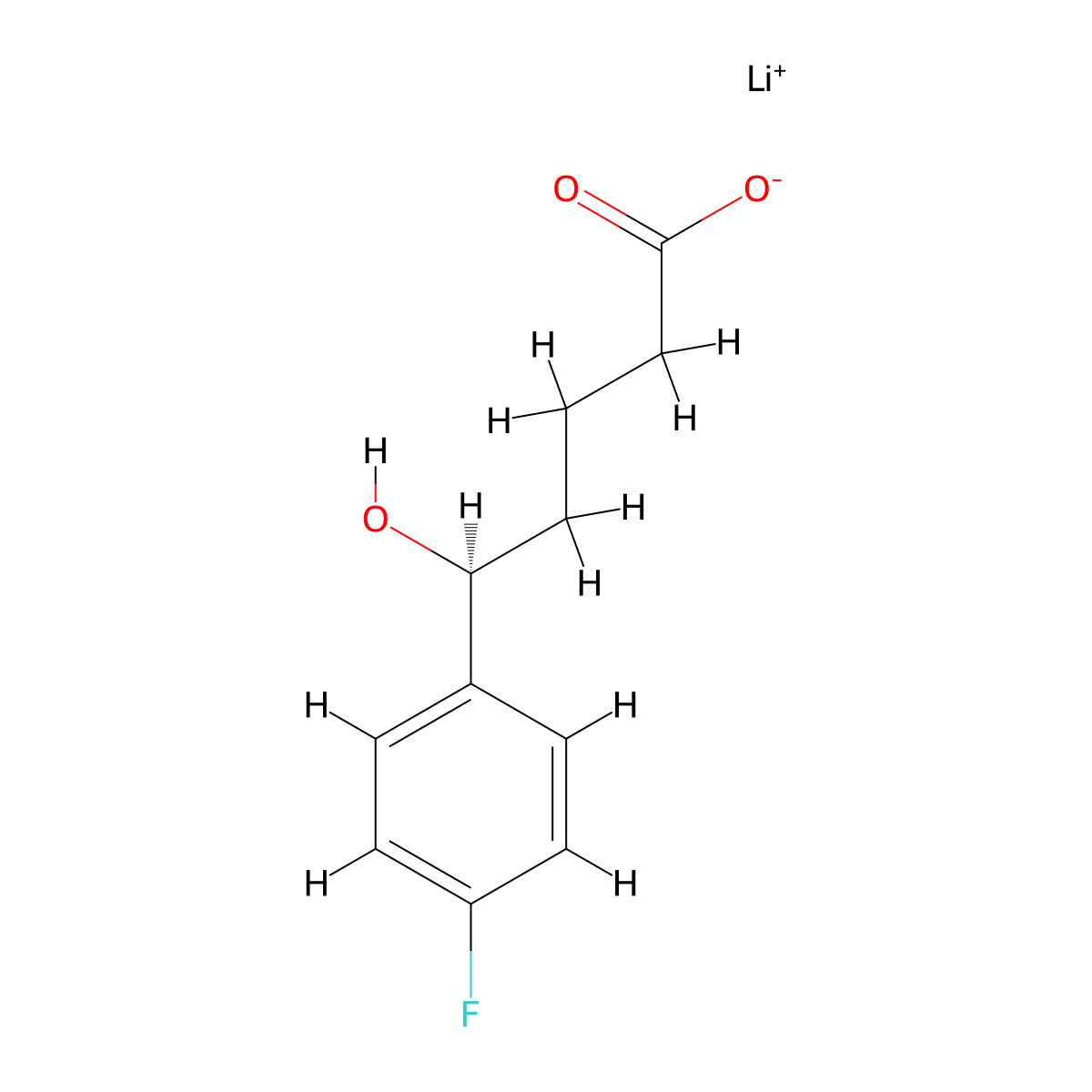 lithium(1+) (5S)-5-(4-fluorophenyl)-5-hydroxypentanoate molecular structure, CAS 1807901-38-7