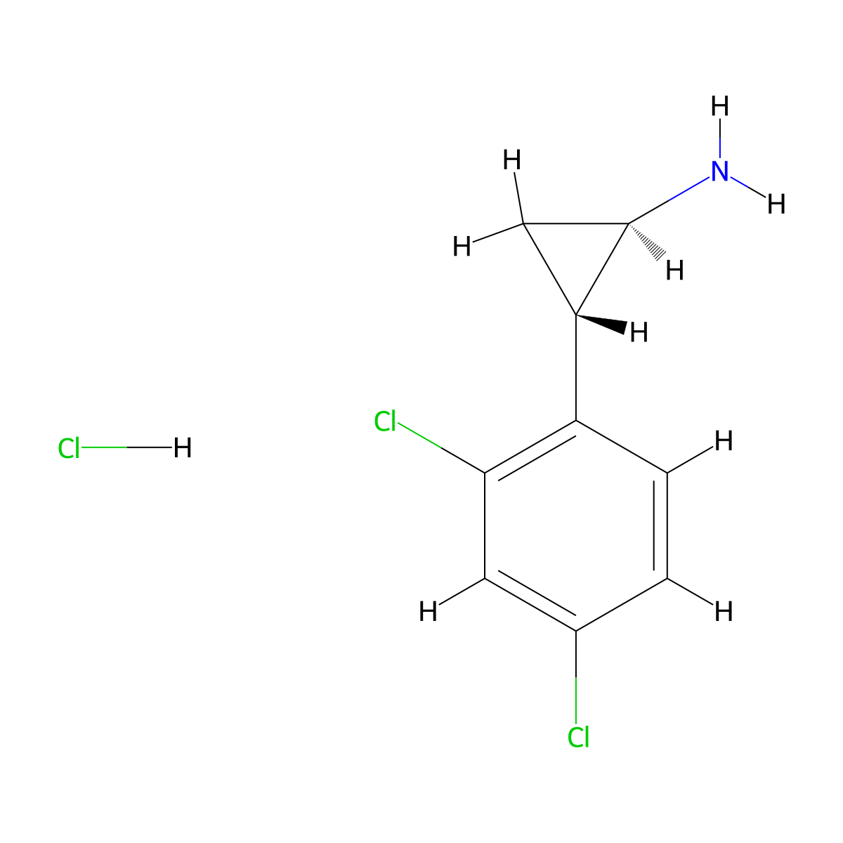 (1R,2S)-2-(2,4-dichlorophenyl)cyclopropan-1-amine hydrochloride molecular structure, CAS 1807901-49-0