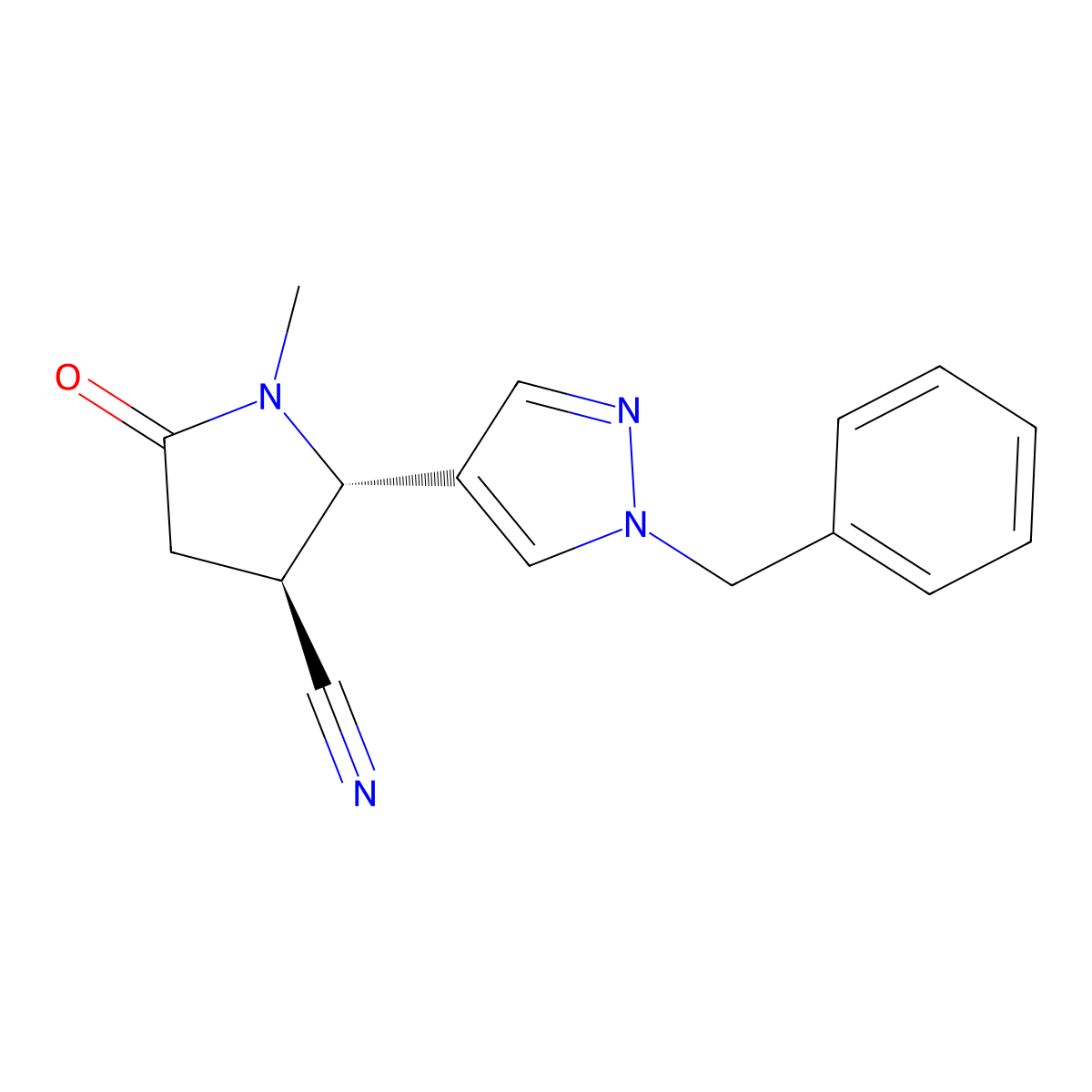(2S,3S)-2-(1-Benzylpyrazol-4-yl)-1-methyl-5-oxopyrrolidine-3-carbonitrile molecular structure, CAS 1807912-26-0