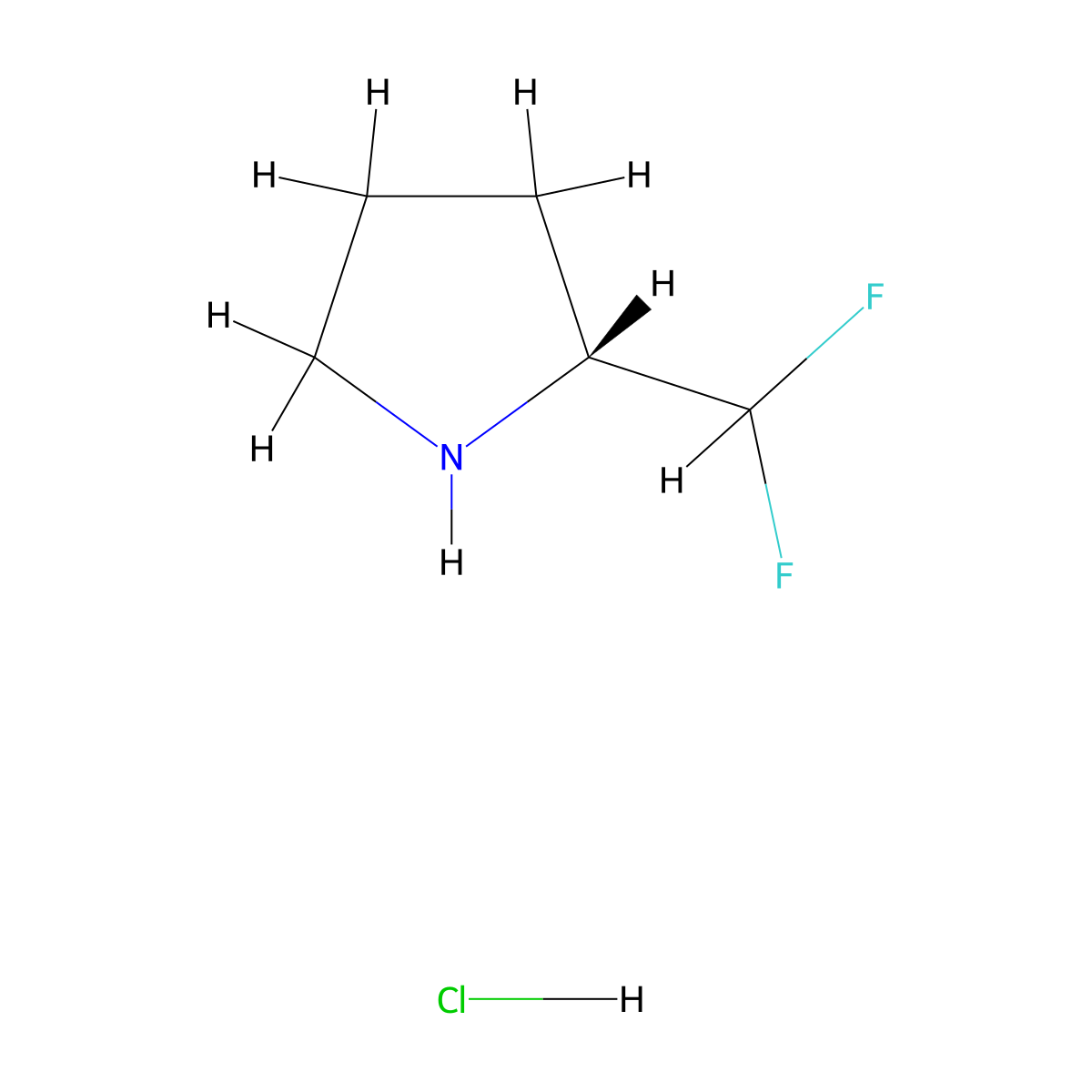 (2R)-2-(difluoromethyl)pyrrolidine hydrochloride molecular structure, CAS 1807914-25-5