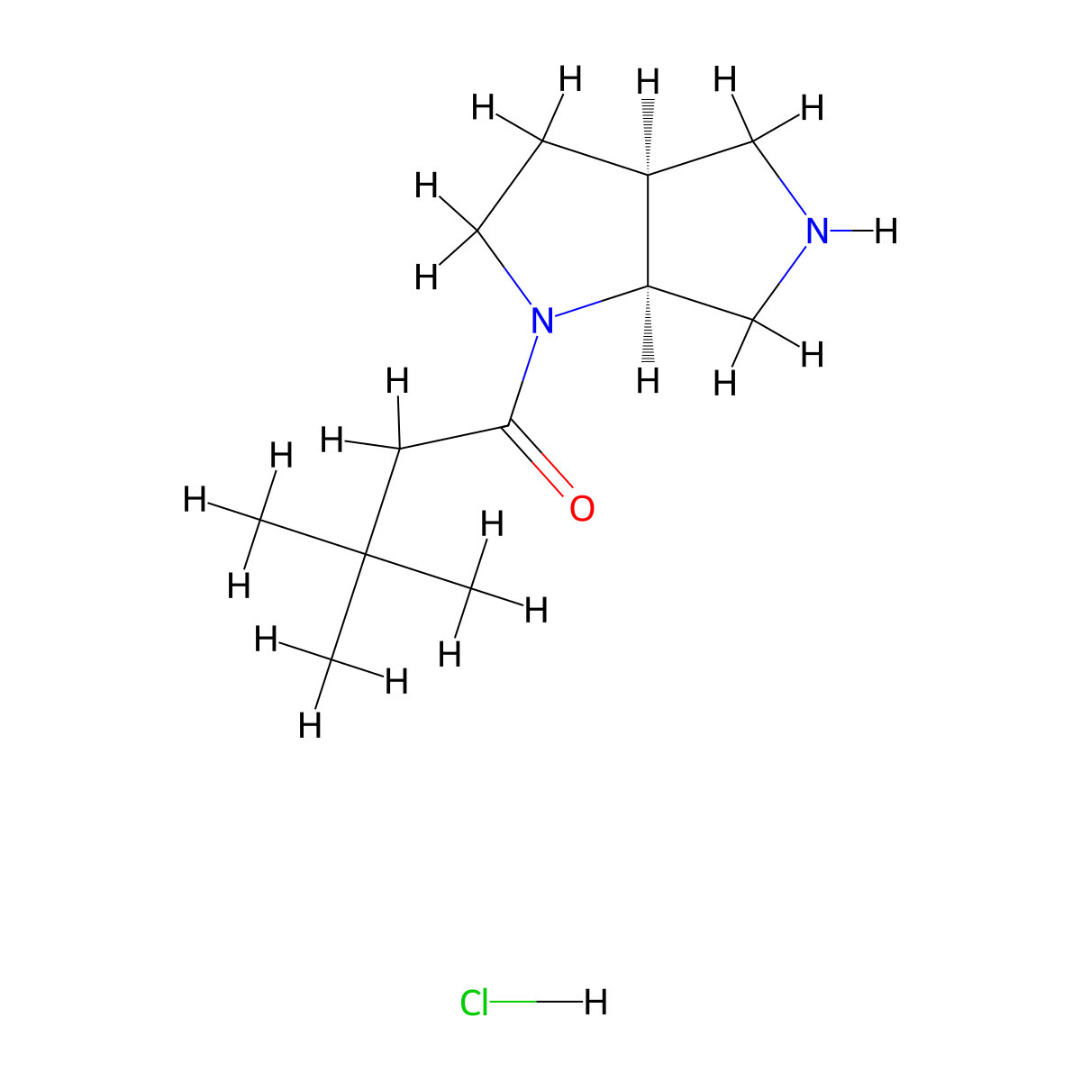 1-[(3aS,6aS)-octahydropyrrolo[2,3-c]pyrrol-1-yl]-3,3-dimethylbutan-1-one hydrochloride molecular structure, CAS 1807914-44-8
