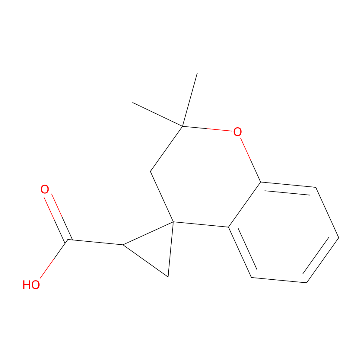(2'S,4R)-2,2-dimethyl-2,3-dihydrospiro[1-benzopyran-4,1'-cyclopropane]-2'-carboxylic acid molecular structure, CAS 1807916-73-9