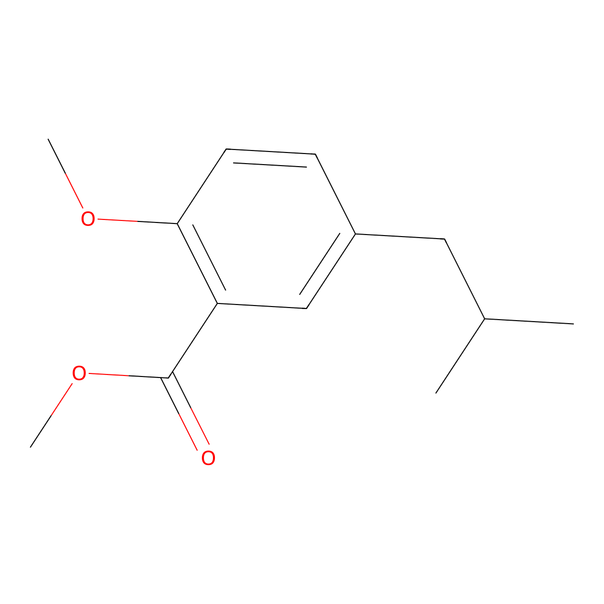 Methyl 5-isobutyl-2-methoxybenzoate molecular structure, CAS 1807918-63-3