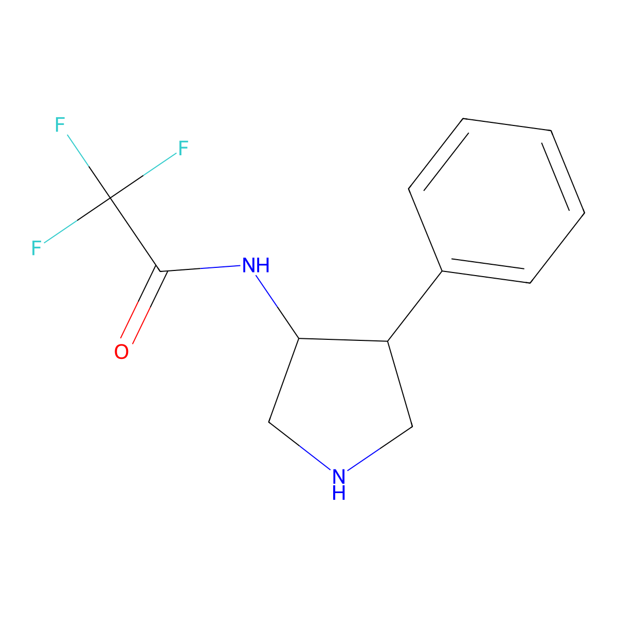 2,2,2-trifluoro-N-[4-phenylpyrrolidin-3-yl]acetamide, trans molecular structure, CAS 1807920-01-9