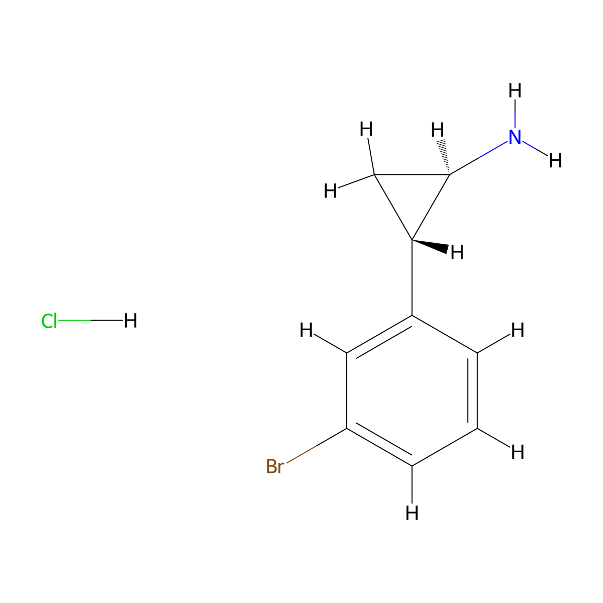 rac-(1R,2S)-2-(3-bromophenyl)cyclopropan-1-amine hydrochloride molecular structure, CAS 1807920-14-4