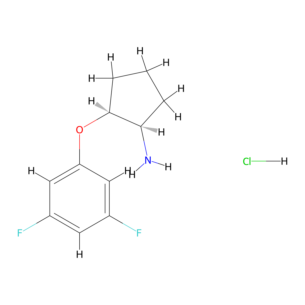 Rac-(1R,2S)-2-(3,5-difluorophenoxy)cyclopentan-1-amine hydrochloride molecular structure, CAS 1807920-18-8