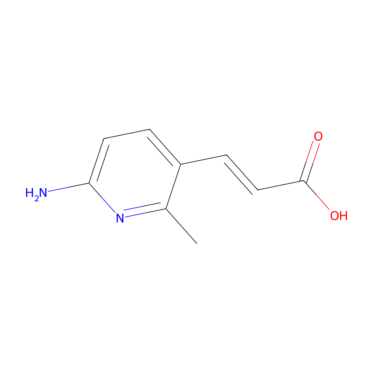 3-(6-Amino-2-methyl-3-pyridinyl)prop-2-enoic acid molecular structure, CAS 1807920-20-2