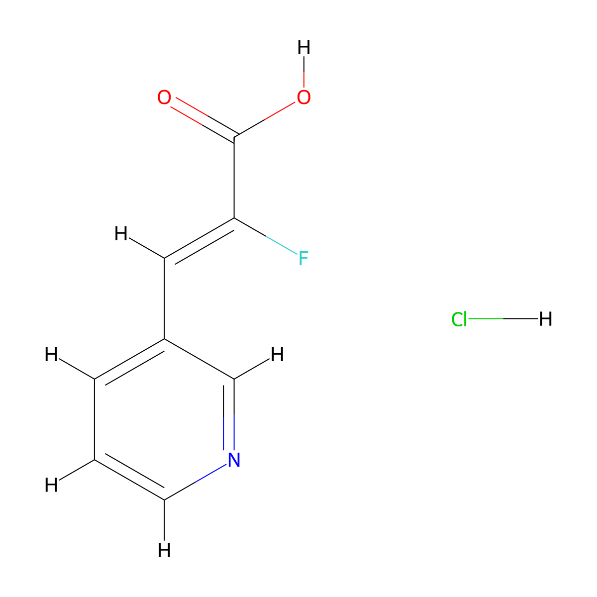 2-Fluoro-3-(pyridin-3-yl)prop-2-enoic acid hydrochloride molecular structure, CAS 1807920-24-6