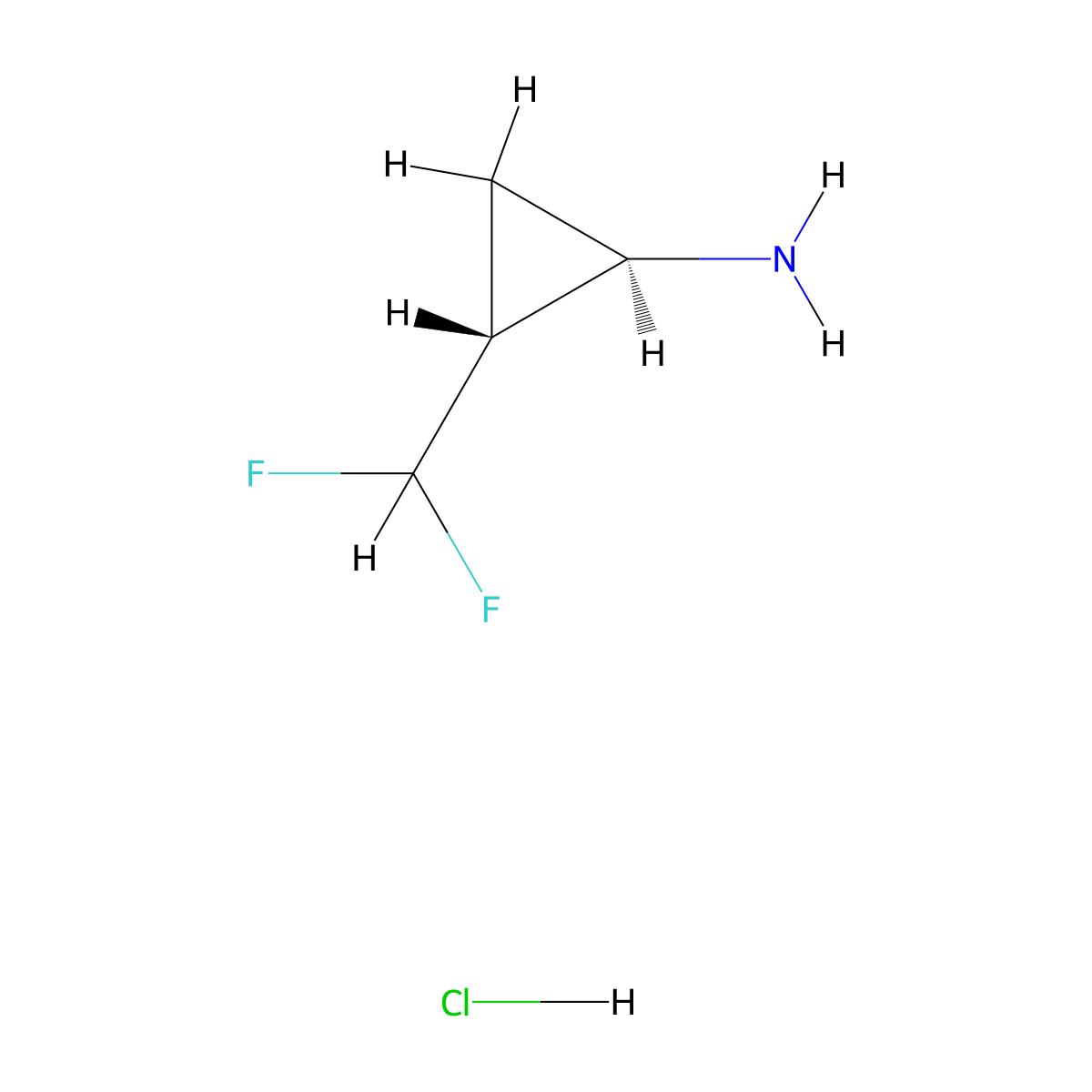 rac-(1R,2R)-2-(difluoromethyl)cyclopropan-1-amine hydrochloride molecular structure, CAS 1807920-91-7