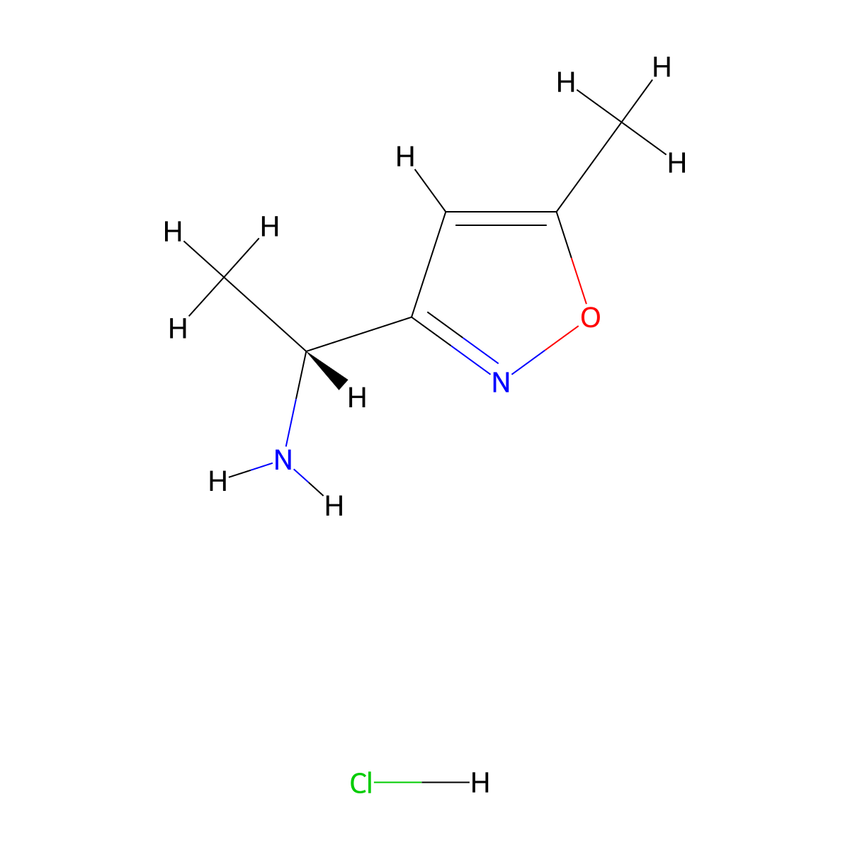 (1R)-1-(5-methyl-1,2-oxazol-3-yl)ethan-1-amine hydrochloride molecular structure, CAS 1807921-05-6