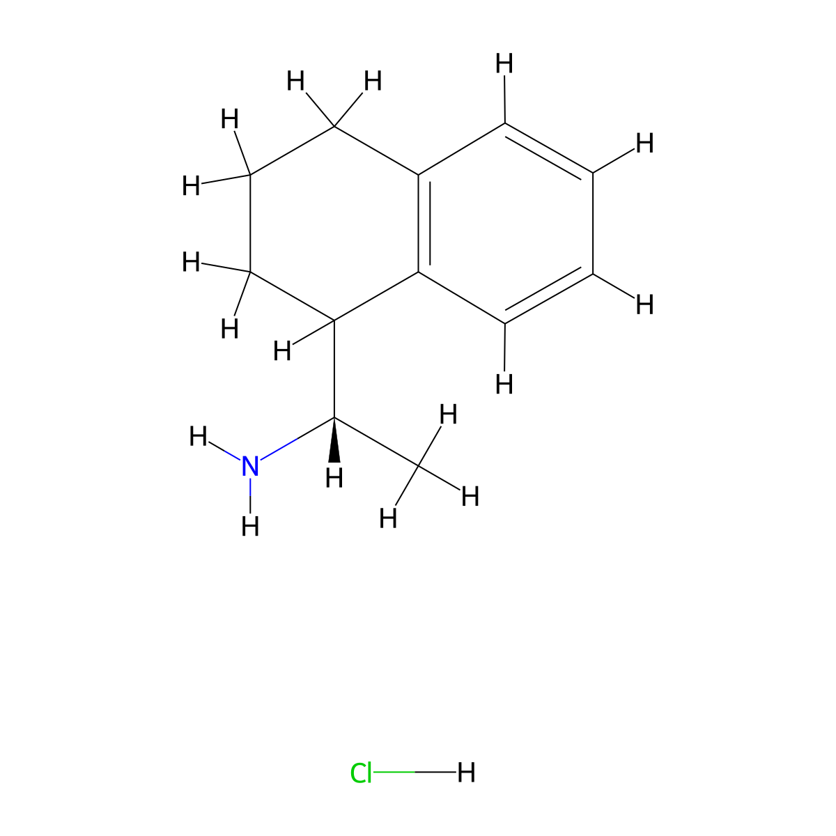 (1S)-1-(1,2,3,4-tetrahydronaphthalen-1-yl)ethan-1-amine hydrochloride molecular structure, CAS 1807921-13-6