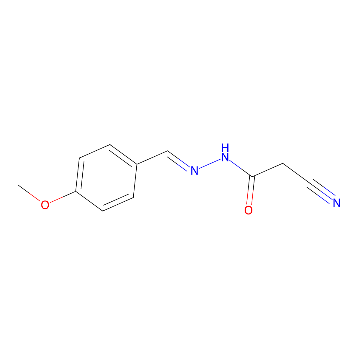 2-cyano-N'-[(E)-(4-methoxyphenyl)methylidene]acetohydrazide molecular structure, CAS 180793-12-8