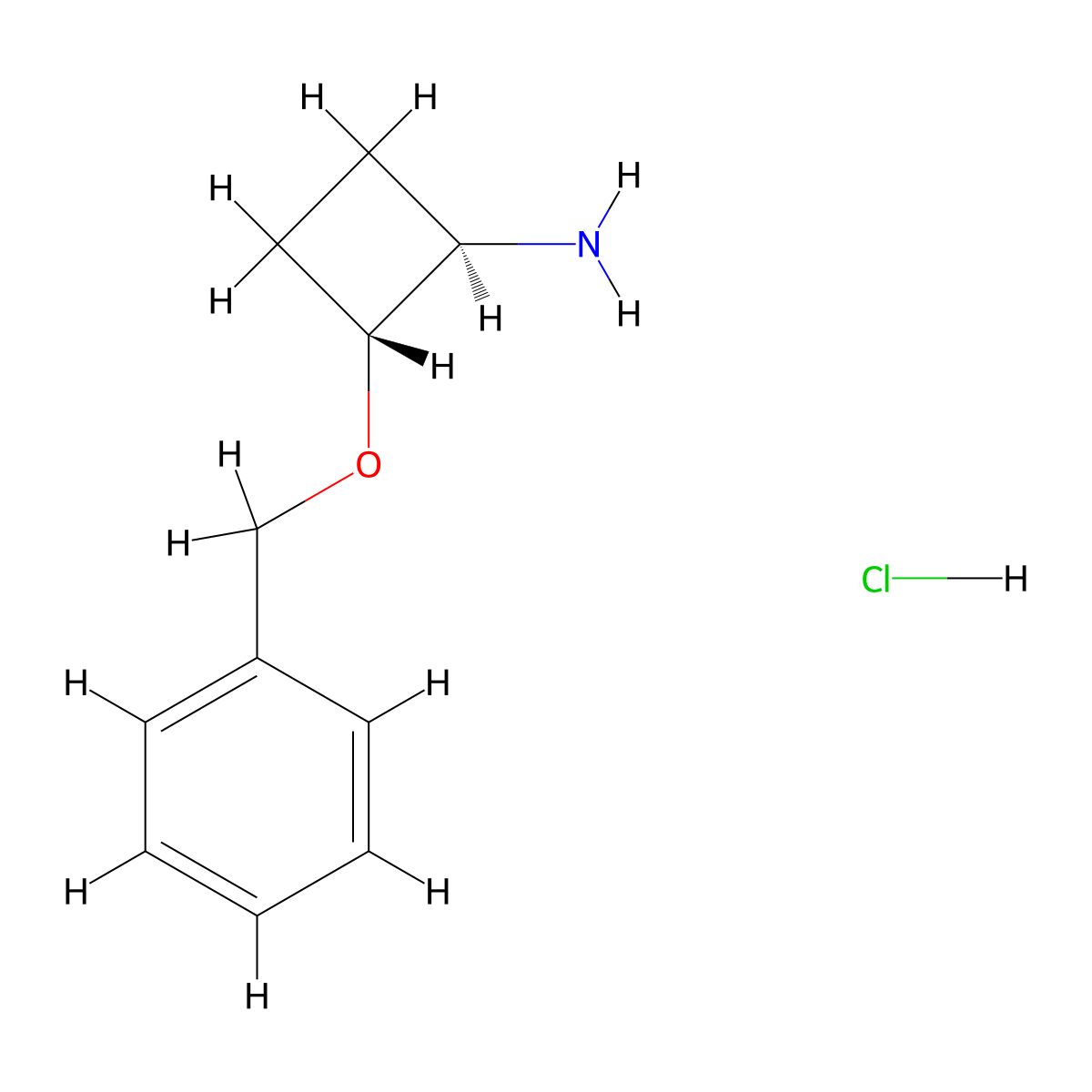 (1R,2R)-2-(benzyloxy)cyclobutan-1-amine hydrochloride molecular structure, CAS 1807933-88-5