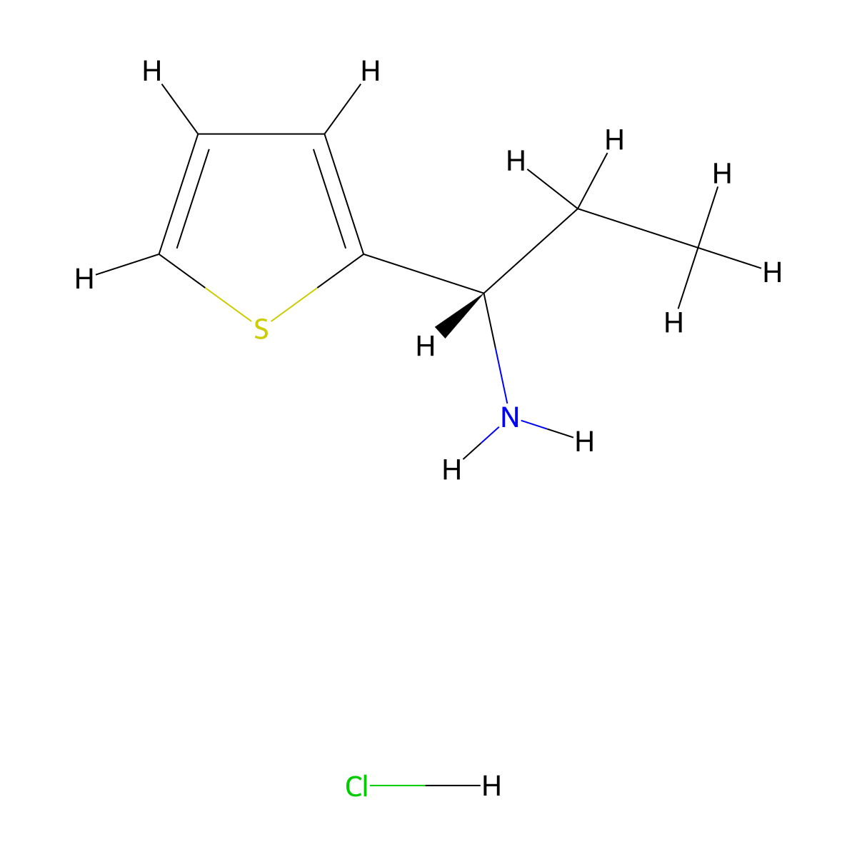(1S)-1-(thiophen-2-yl)propan-1-amine hydrochloride molecular structure, CAS 1807933-93-2