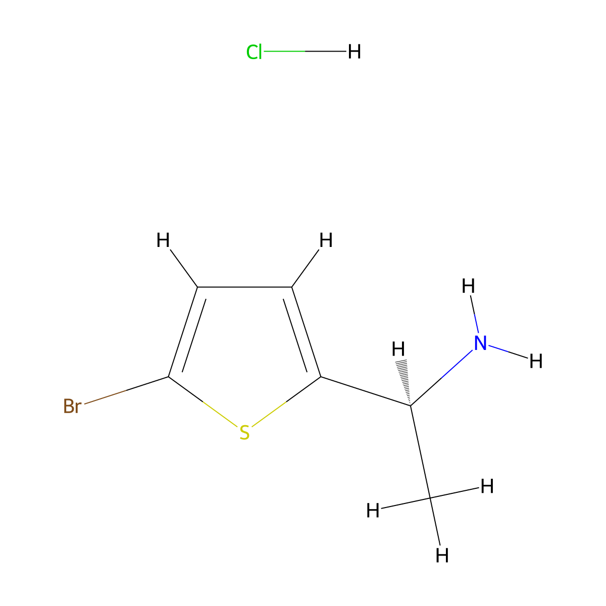 (1S)-1-(5-bromothiophen-2-yl)ethan-1-amine hydrochloride molecular structure, CAS 1807933-94-3