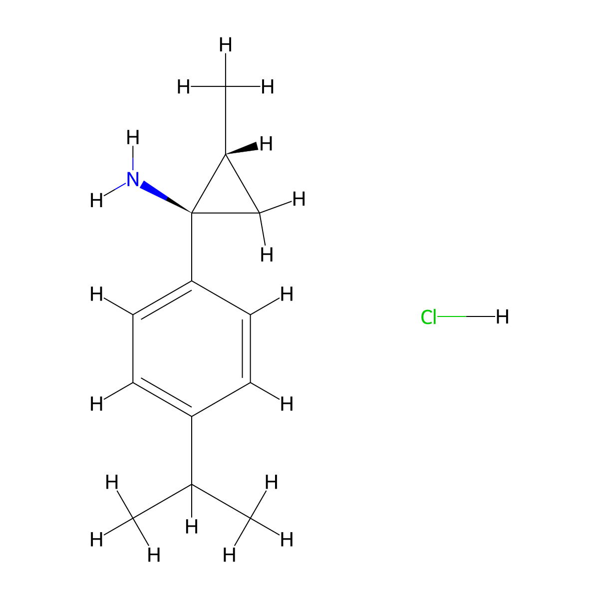 rac-(1R,2R)-2-methyl-1-(4-(propan-2-yl)phenyl)cyclopropan-1-amine hydrochloride molecular structure, CAS 1807933-97-6