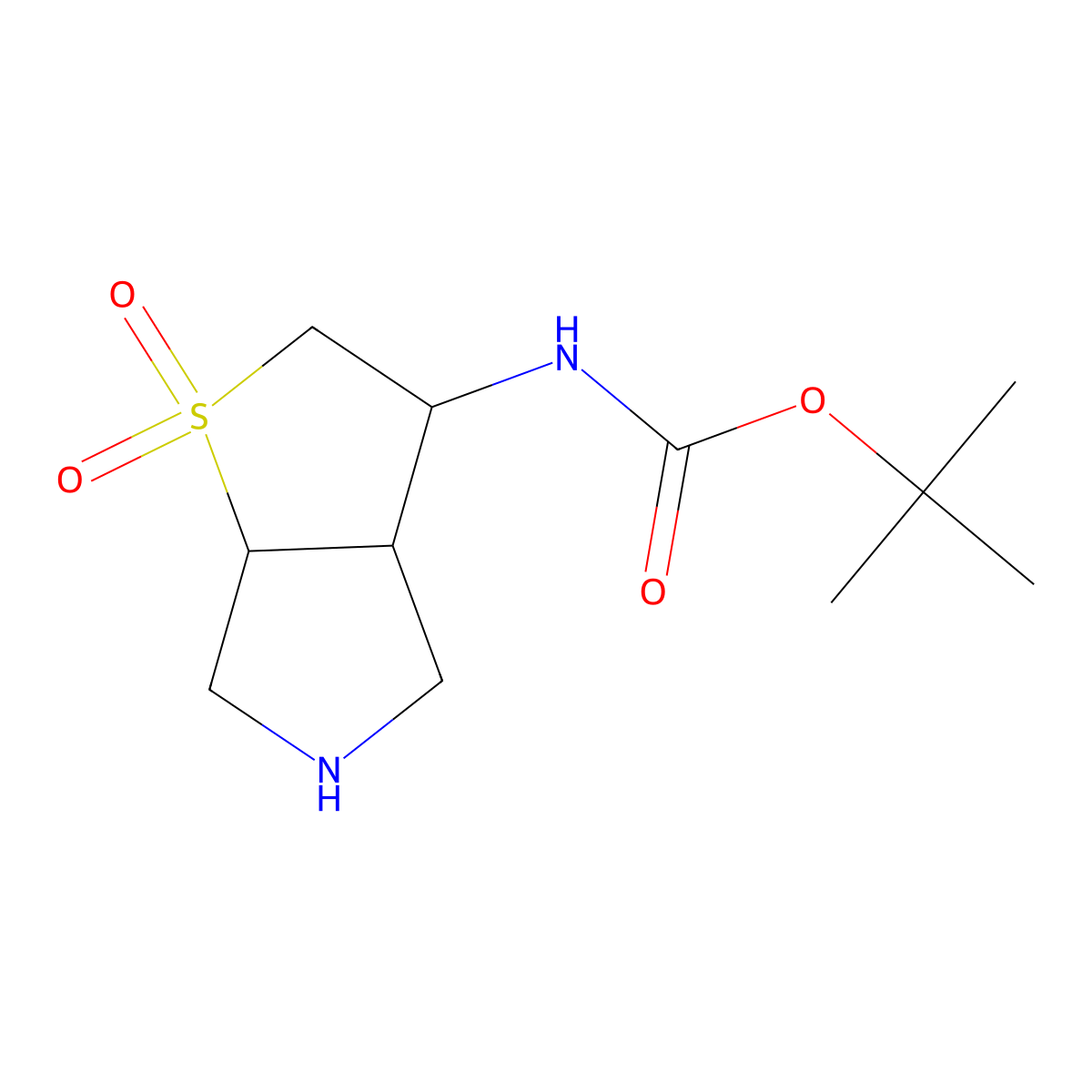 tert-Butyl ((3R,3aR,6aS)-1,1-dioxidohexahydro-2H-thieno[2,3-c]pyrrol-3-yl)carbamate molecular structure, CAS 1807934-03-7