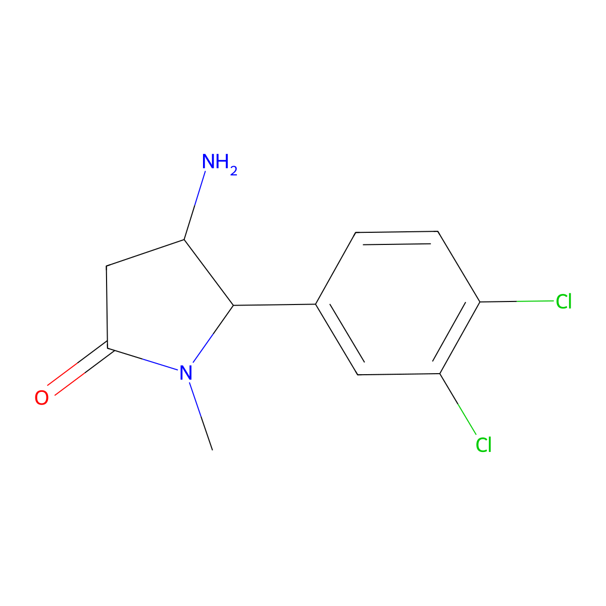 rac-(4R,5S)-4-amino-5-(3,4-dichlorophenyl)-1-methylpyrrolidin-2-one molecular structure, CAS 1807936-40-8