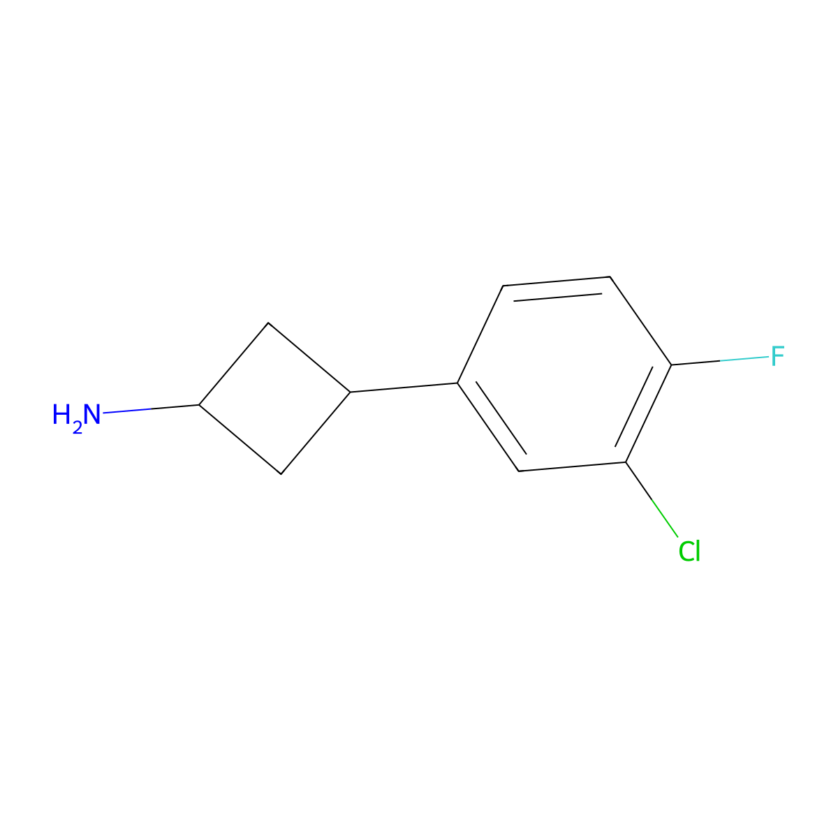 3-(3-Chloro-4-fluorophenyl)cyclobutan-1-amine molecular structure, CAS 1807936-48-6