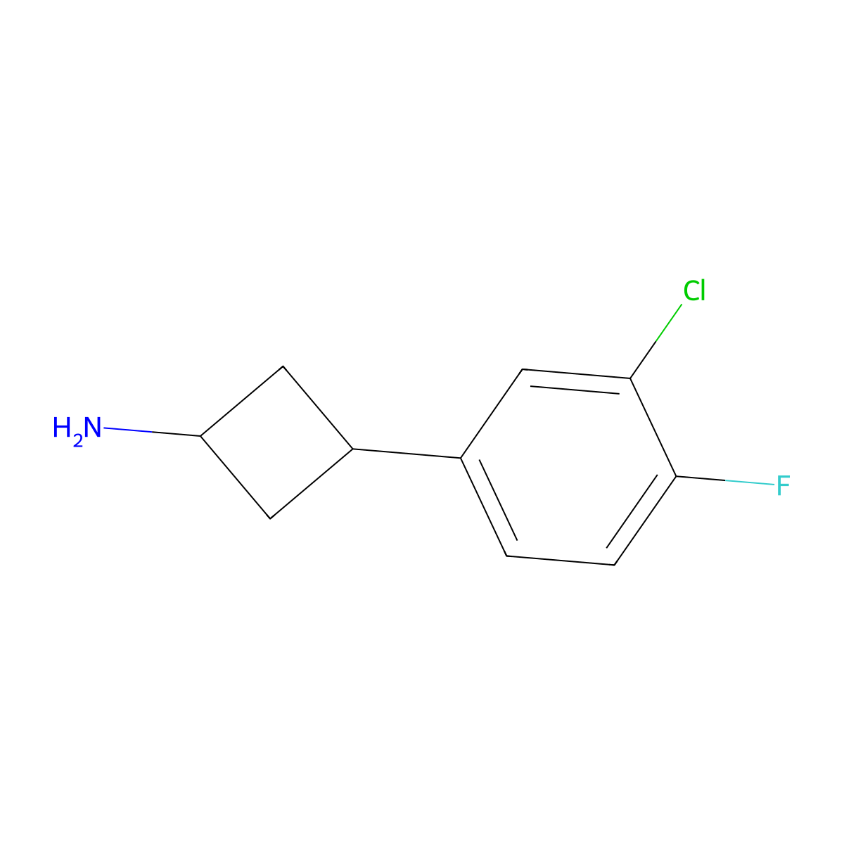 3-(3-Chloro-4-fluorophenyl)cyclobutan-1-amine molecular structure, CAS 1807936-48-6