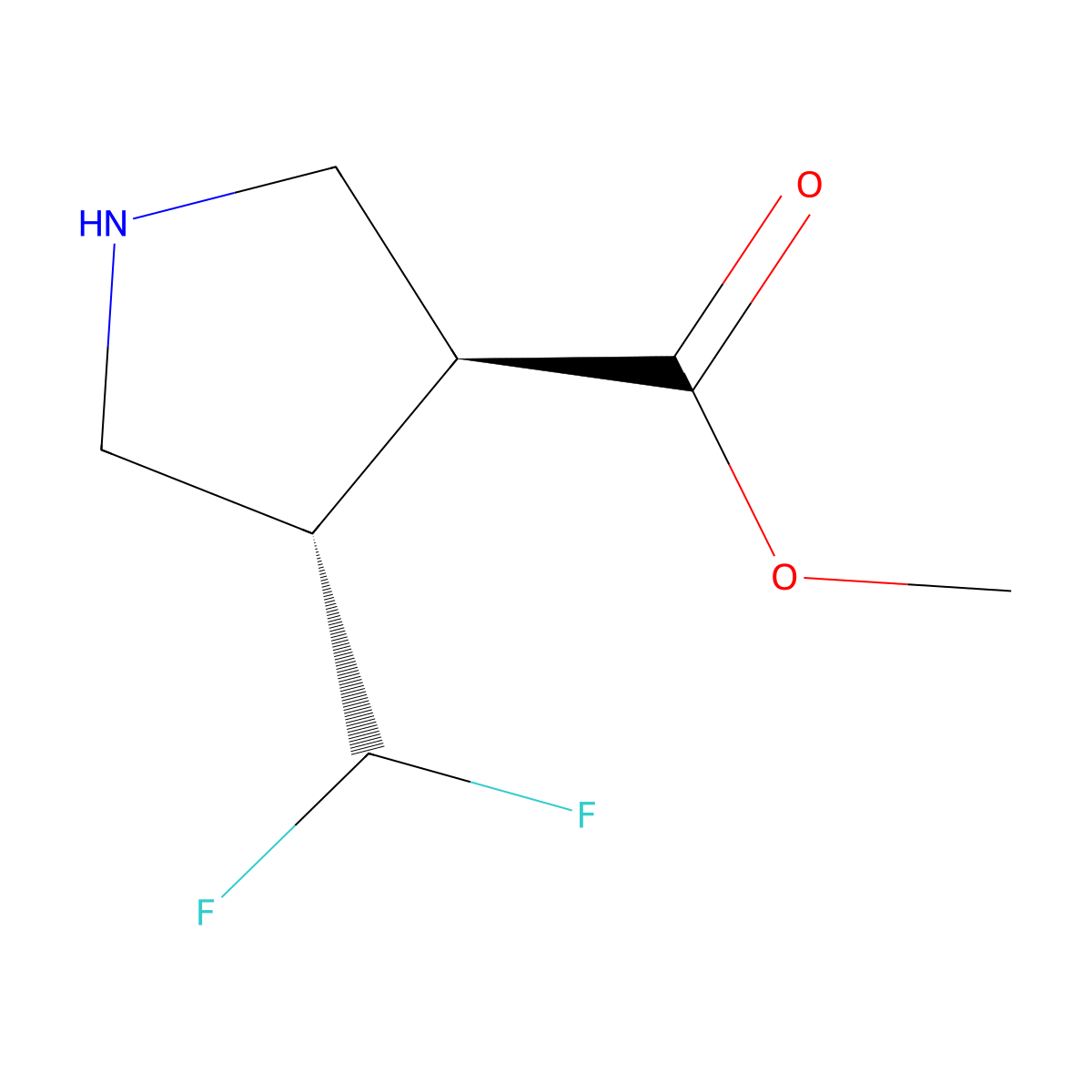 Methyl (3S,4S)-4-(difluoromethyl)pyrrolidine-3-carboxylate molecular structure, CAS 1807936-86-2
