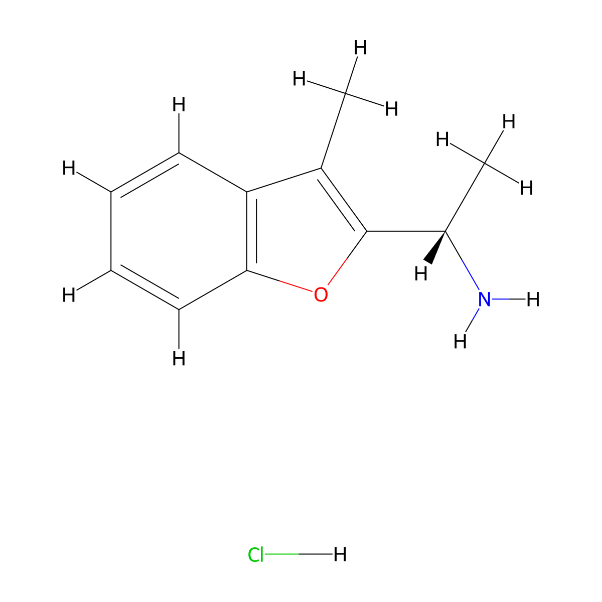 (1S)-1-(3-methyl-1-benzofuran-2-yl)ethan-1-amine hydrochloride molecular structure, CAS 1807937-58-1