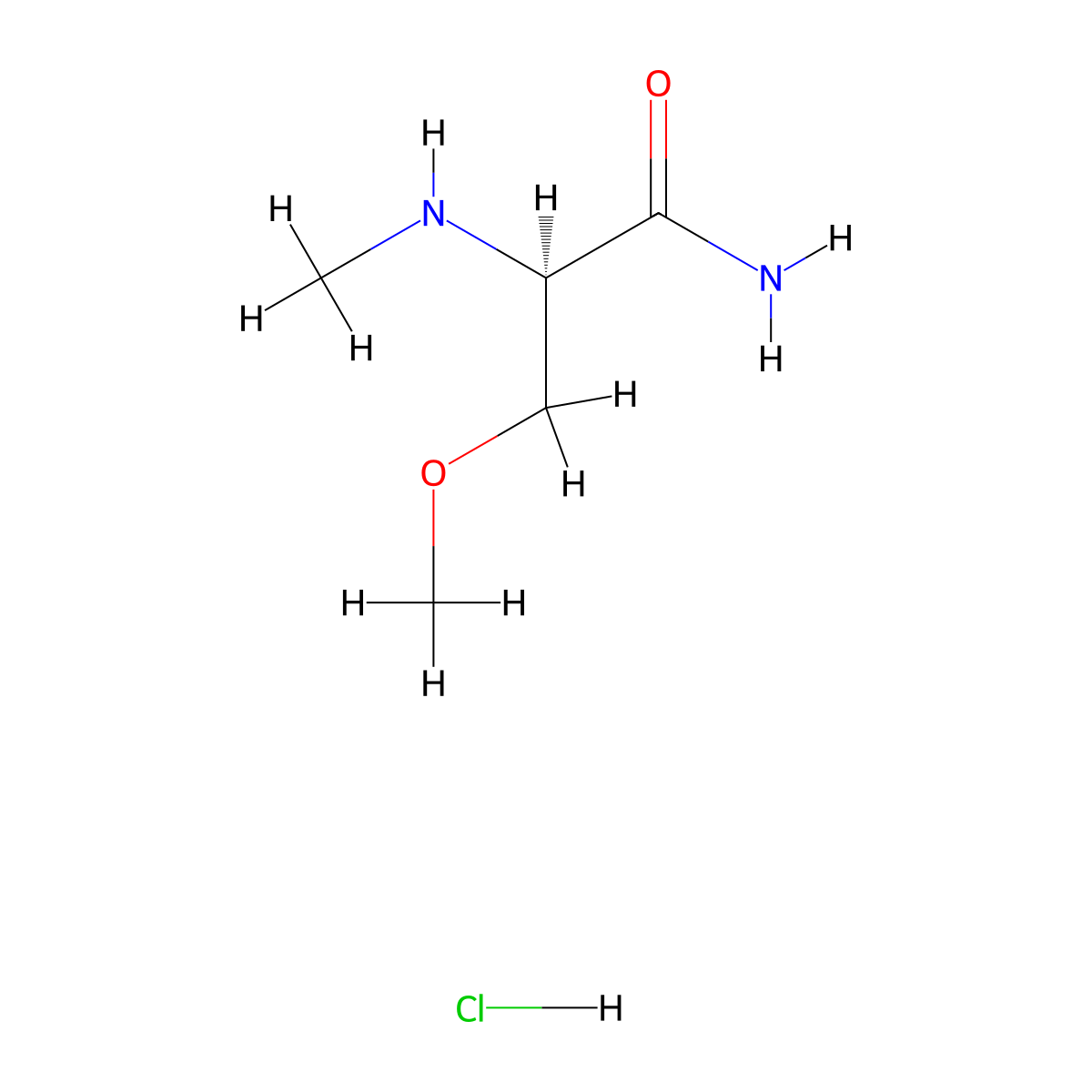 (2R)-3-methoxy-2-(methylamino)propanamide hydrochloride molecular structure, CAS 1807937-66-1