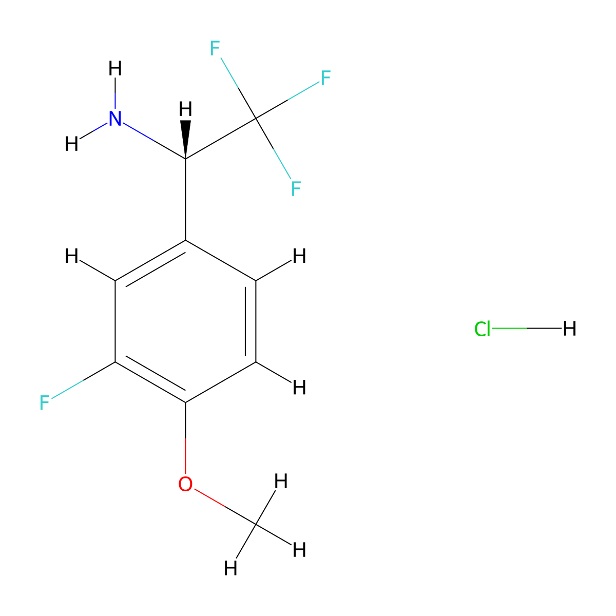 (1S)-2,2,2-trifluoro-1-(3-fluoro-4-methoxyphenyl)ethan-1-amine hydrochloride molecular structure, CAS 1807937-69-4