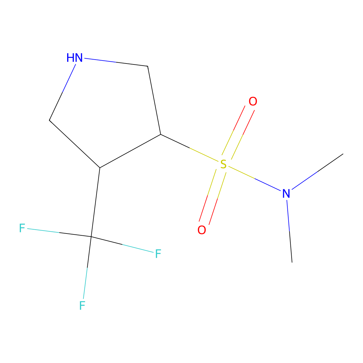 rac-(3R,4R)-N,N-dimethyl-4-(trifluoromethyl)pyrrolidine-3-sulfonamide molecular structure, CAS 1807937-75-2
