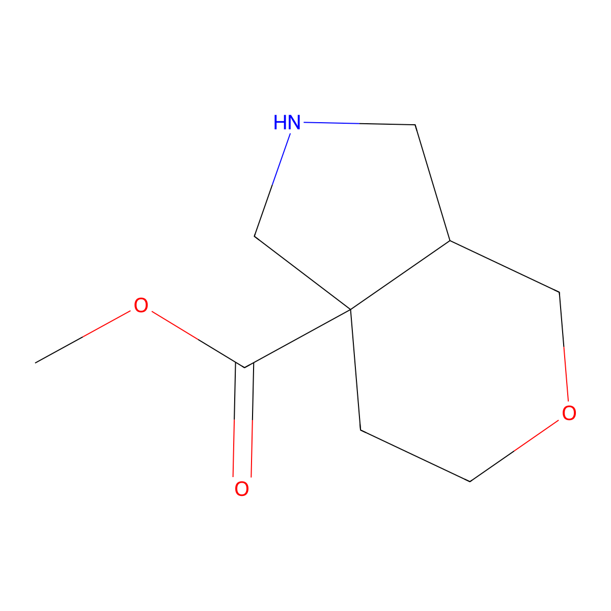 rac-methyl (3aR,7aR)-octahydropyrano[3,4-c]pyrrole-7a-carboxylate molecular structure, CAS 1807937-85-4