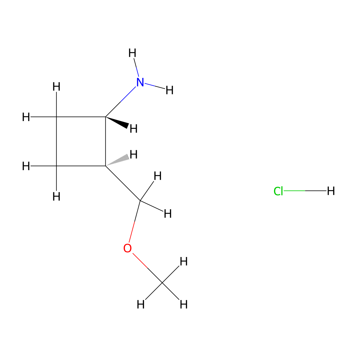 (1S,2S)-2-(methoxymethyl)cyclobutan-1-amine hydrochloride molecular structure, CAS 1807937-89-8