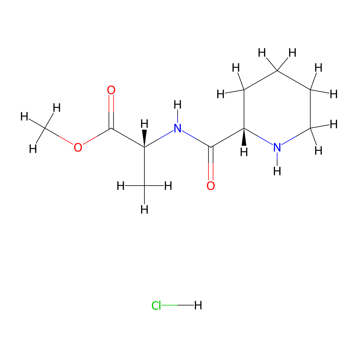methyl (2R)-2-[(2S)-piperidin-2-ylformamido]propanoate hydrochloride molecular structure, CAS 1807937-90-1