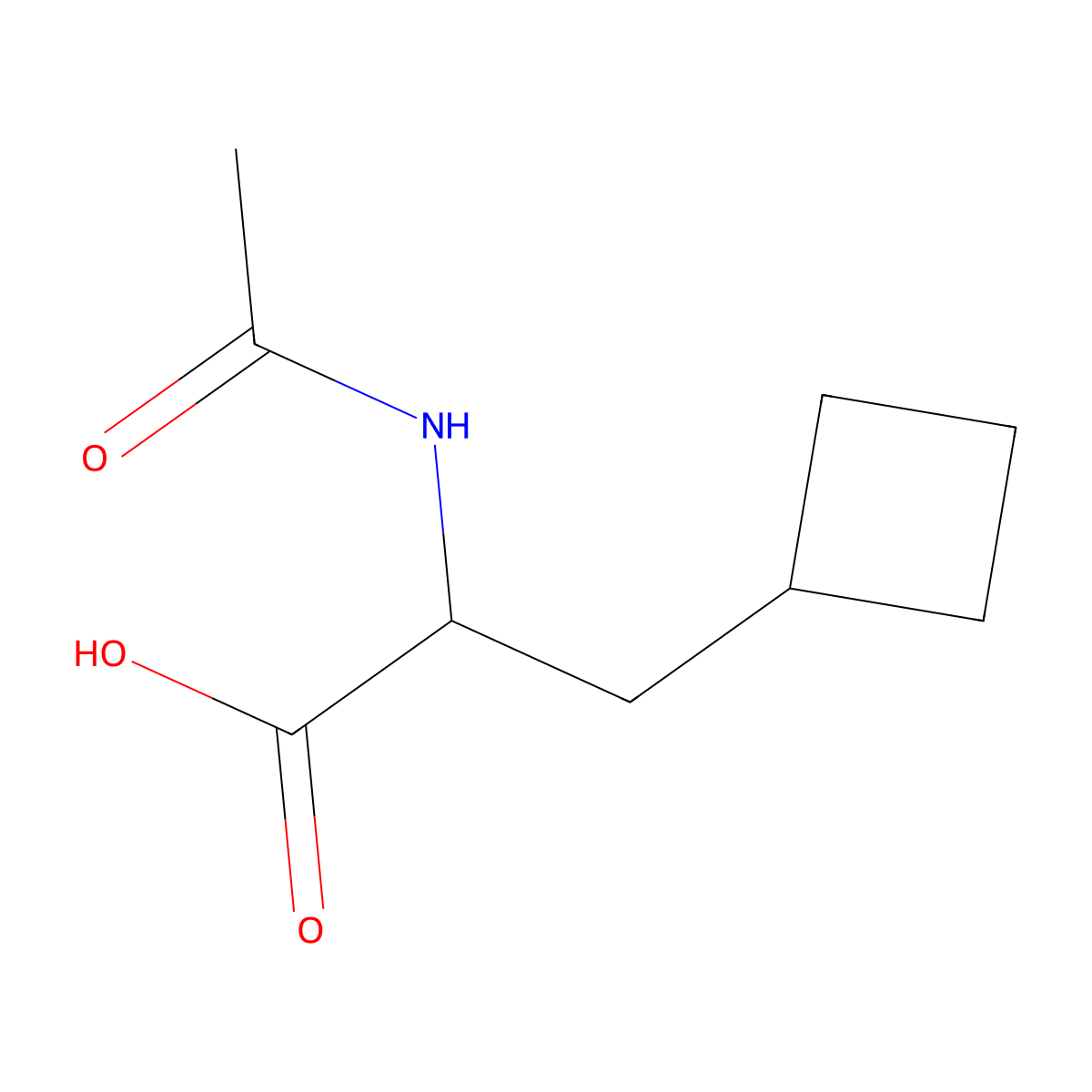(2R)-3-cyclobutyl-2-acetamidopropanoic acid molecular structure, CAS 1807937-93-4
