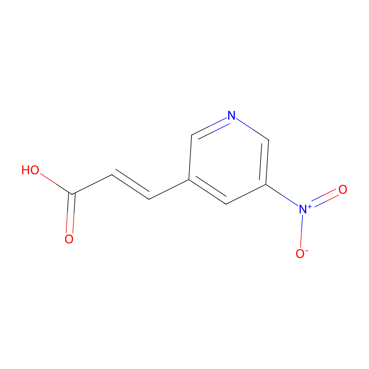 3-(5-Nitropyridin-3-yl)prop-2-enoic acid molecular structure, CAS 1807937-96-7