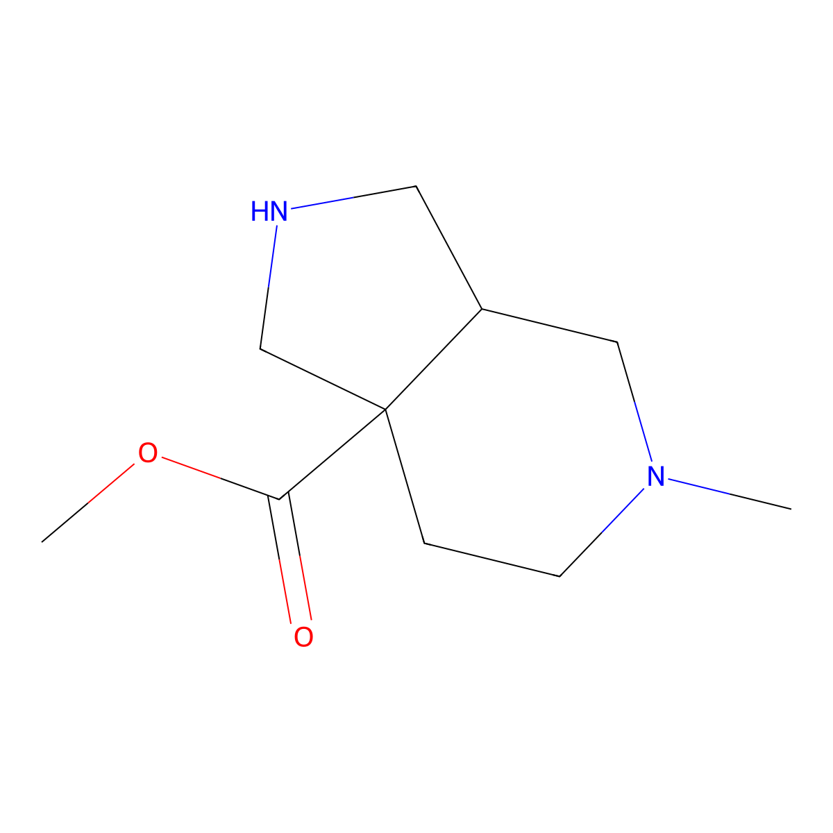 methyl (3aS,7aS)-5-methyl-octahydro-1H-pyrrolo[3,4-c]pyridine-7a-carboxylate molecular structure, CAS 1807937-98-9