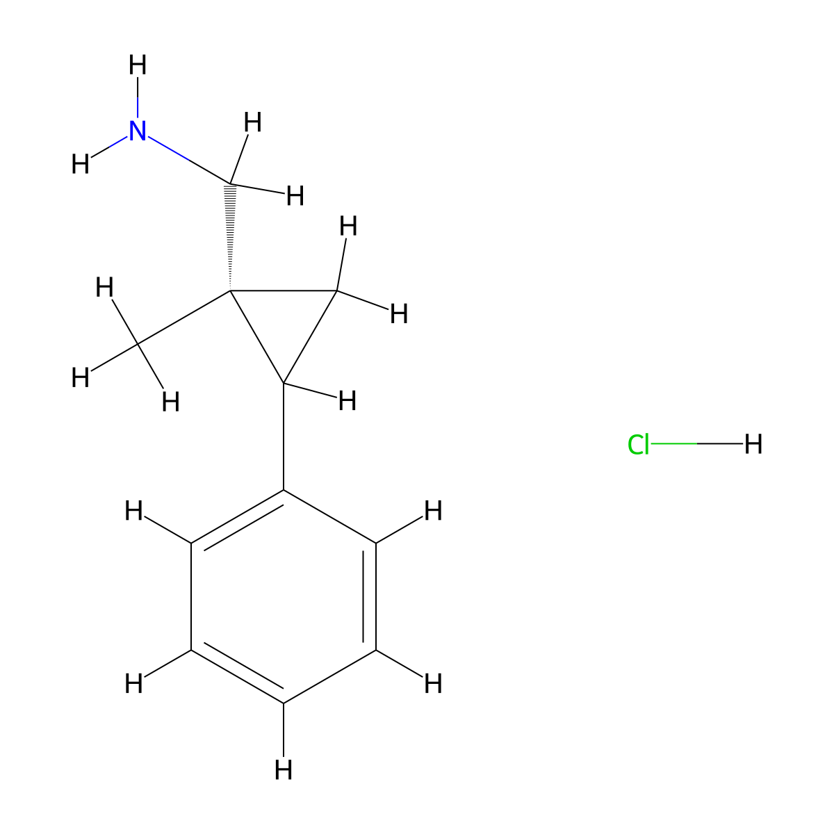 1-[(1R)-1-methyl-2-phenylcyclopropyl]methanamine hydrochloride molecular structure, CAS 1807938-05-1