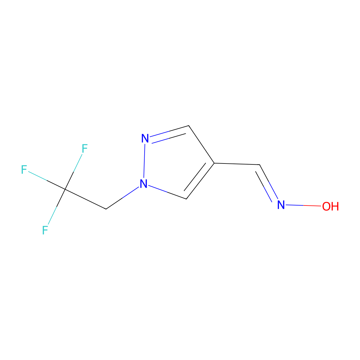 N-{[1-(2,2,2-trifluoroethyl)-1H-pyrazol-4-yl]methylidene}hydroxylamine molecular structure, CAS 1807938-07-3