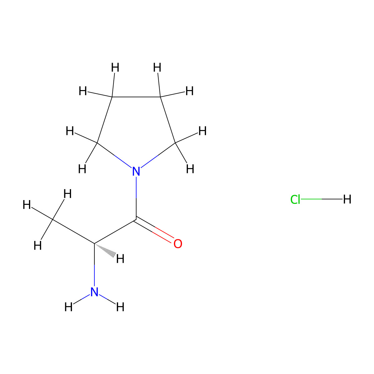 (2S)-2-amino-1-(pyrrolidin-1-yl)propan-1-one hydrochloride molecular structure, CAS 1807938-10-8