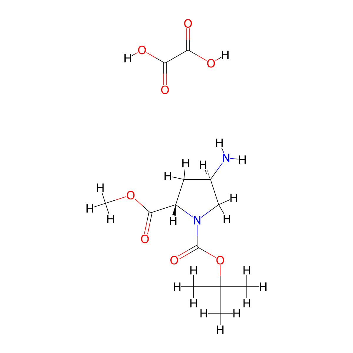 1-tert-butyl 2-methyl (2S,4R)-4-aminopyrrolidine-1,2-dicarboxylate; oxalic acid molecular structure, CAS 1807938-33-5