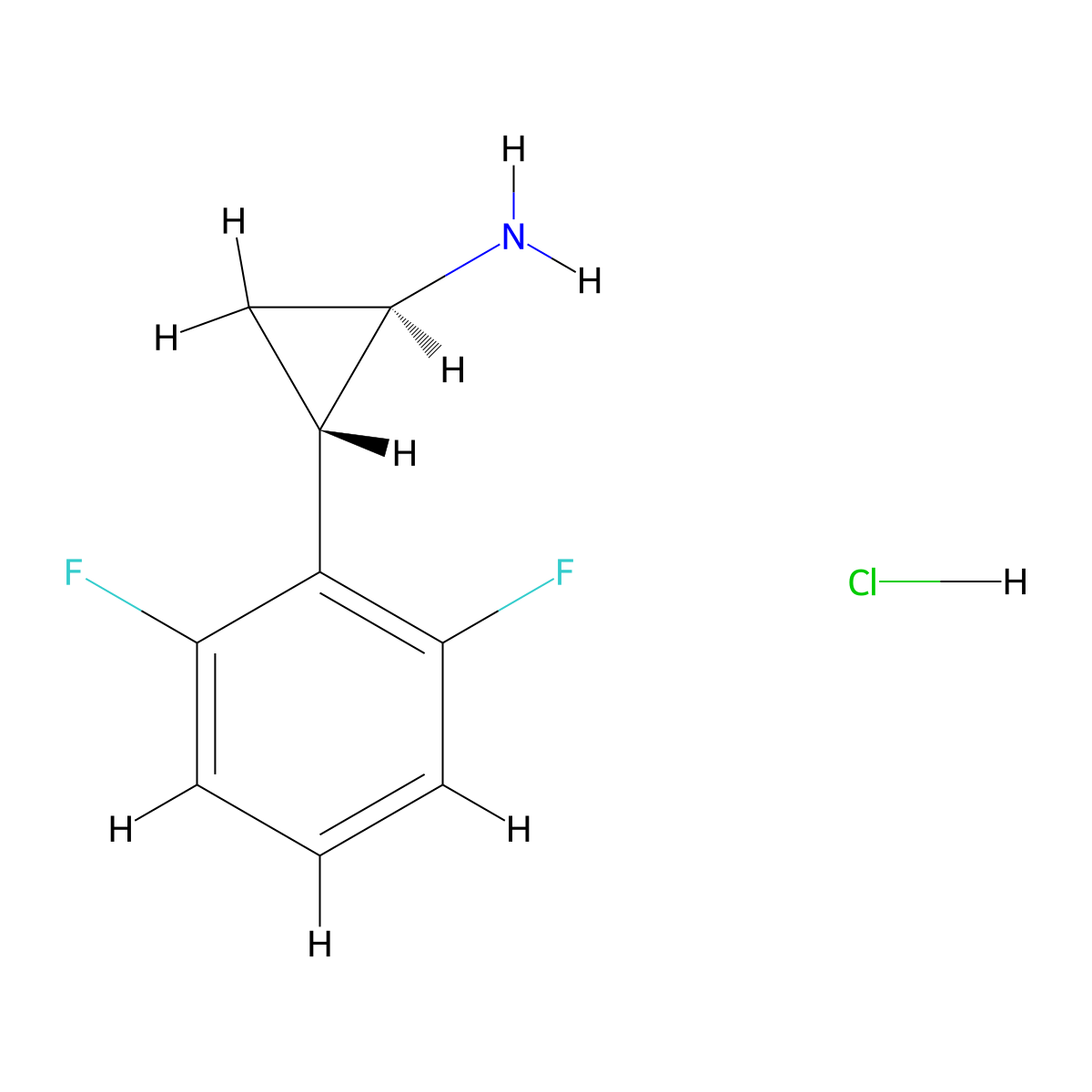 rac-(1R,2S)-2-(2,6-difluorophenyl)cyclopropan-1-amine hydrochloride molecular structure, CAS 1807938-34-6