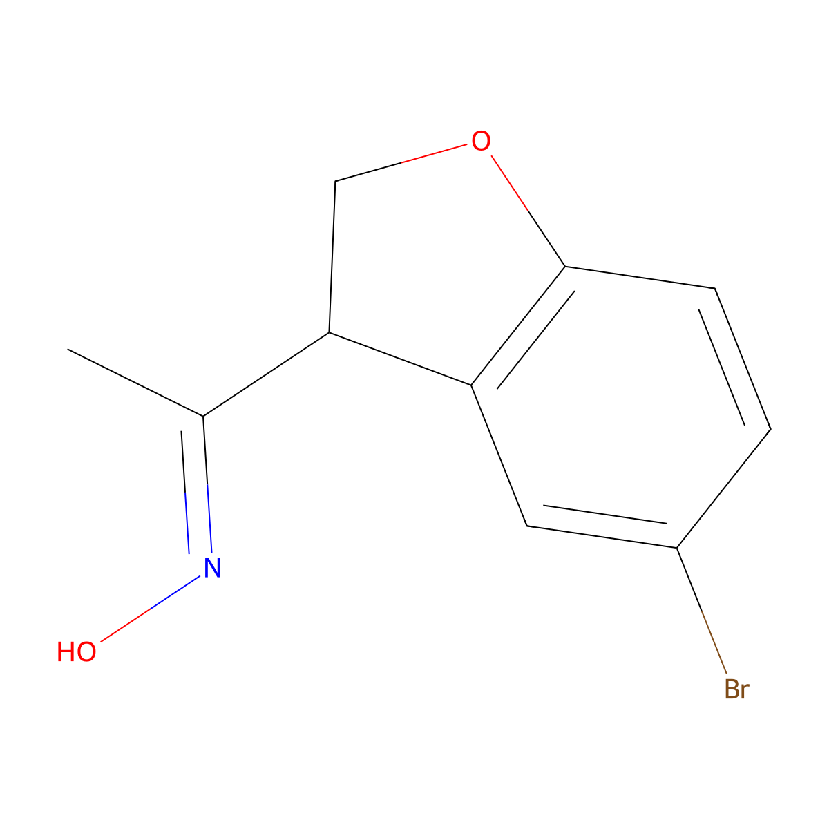 N-[1-(5-bromo-2,3-dihydro-1-benzofuran-3-yl)ethylidene]hydroxylamine molecular structure, CAS 1807938-36-8