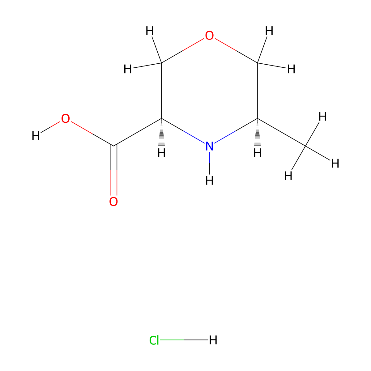 rac-(3R,5R)-5-methylmorpholine-3-carboxylic acid hydrochloride molecular structure, CAS 1807938-48-2