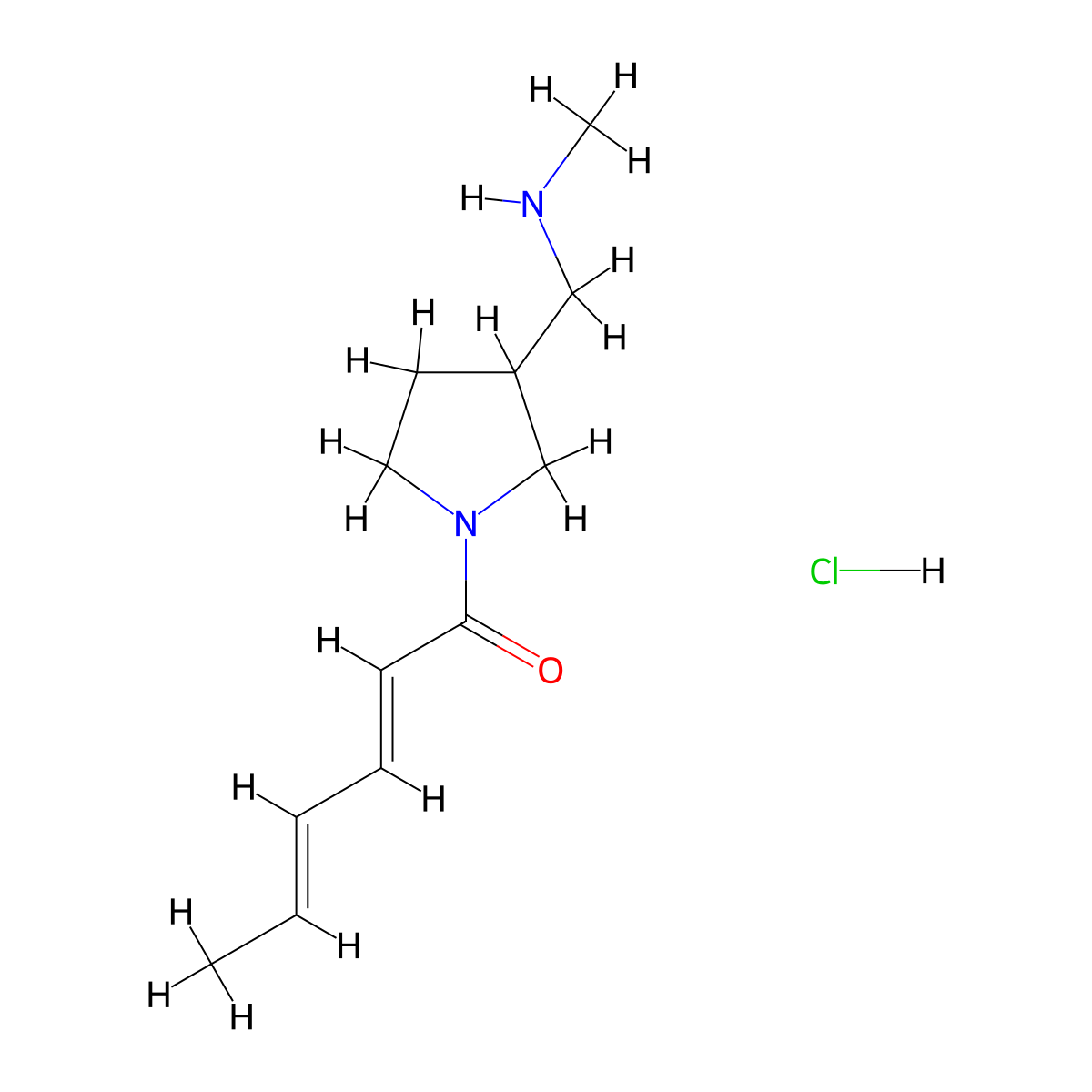 1-{3-[(Methylamino)methyl]pyrrolidin-1-yl}hexa-2,4-dien-1-one hydrochloride molecular structure, CAS 1807938-51-7