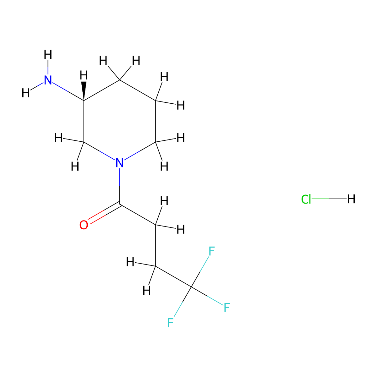 1-[(3R)-3-aminopiperidin-1-yl]-4,4,4-trifluorobutan-1-one hydrochloride molecular structure, CAS 1807938-63-1