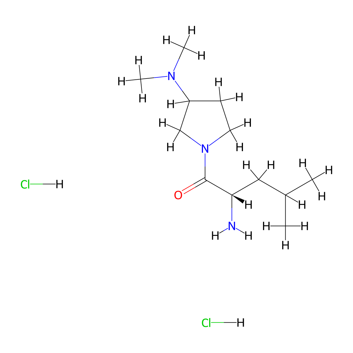 (2S)-2-amino-1-(3-(dimethylamino)pyrrolidin-1-yl)-4-methylpentan-1-one dihydrochloride molecular structure, CAS 1807938-67-5