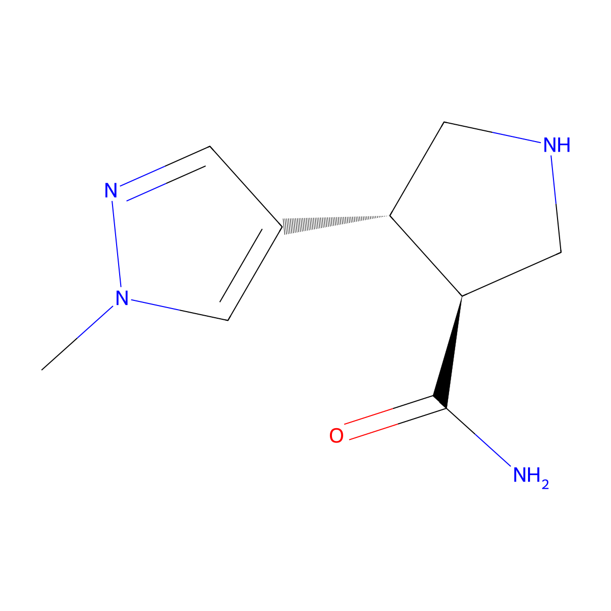 (3S,4R)-4-(1-Methylpyrazol-4-yl)pyrrolidine-3-carboxamide molecular structure, CAS 1807938-73-3