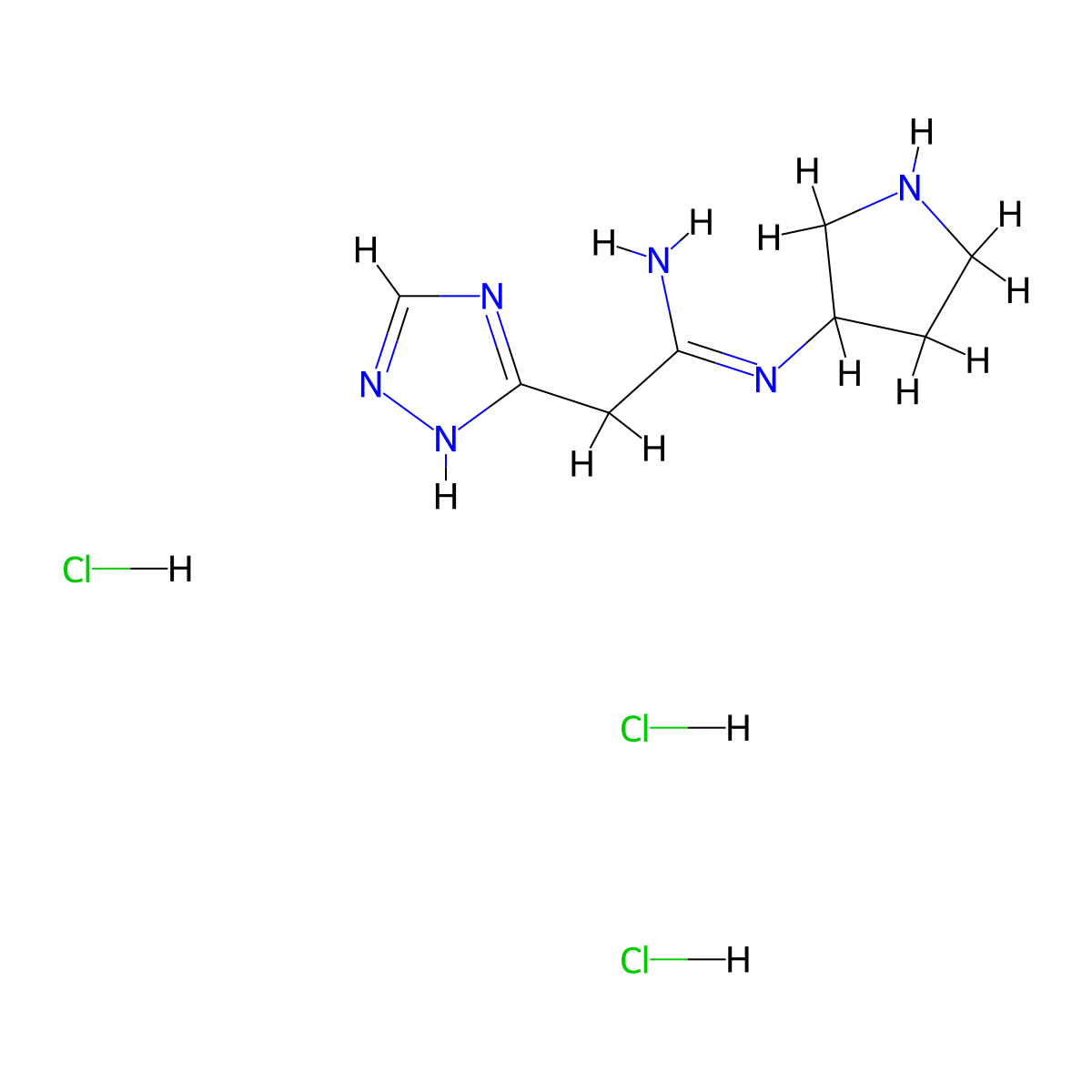 N'-(pyrrolidin-3-yl)-2-(4H-1,2,4-triazol-3-yl)ethanimidamide trihydrochloride molecular structure, CAS 1807938-75-5